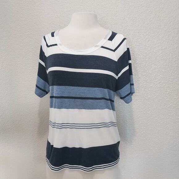 James Perse Blue Striped Short Sleeve T-Shirt Size 0 - Picture 1 of 11